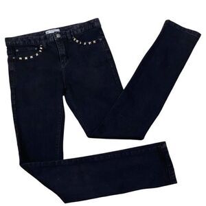Free People FP Black Stretch Skinny Jeans StuddedC Front Pockets - Size 27